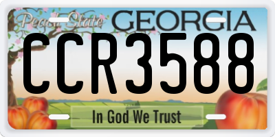 GA license plate CCR3588