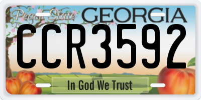 GA license plate CCR3592