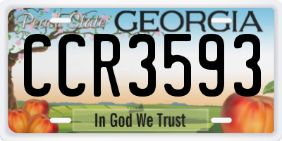 GA license plate CCR3593