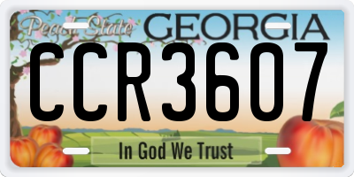 GA license plate CCR3607