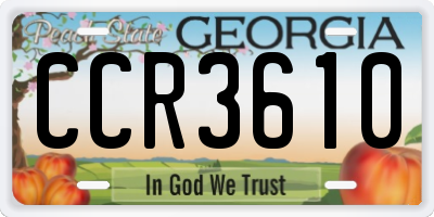 GA license plate CCR3610