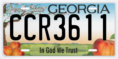 GA license plate CCR3611