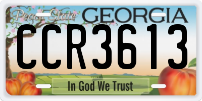 GA license plate CCR3613
