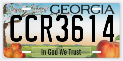 GA license plate CCR3614
