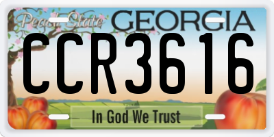 GA license plate CCR3616