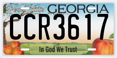 GA license plate CCR3617