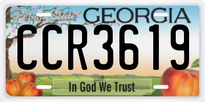 GA license plate CCR3619