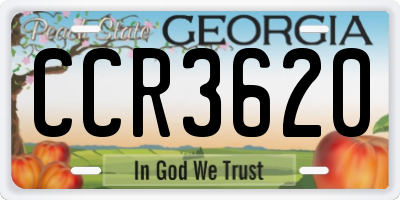GA license plate CCR3620