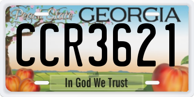 GA license plate CCR3621