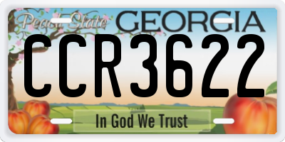 GA license plate CCR3622