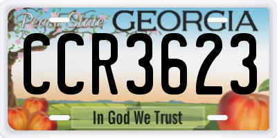 GA license plate CCR3623