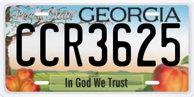 GA license plate CCR3625