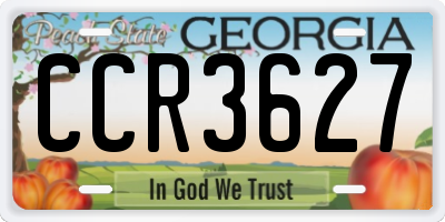 GA license plate CCR3627