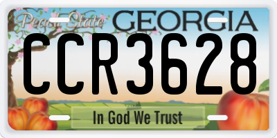 GA license plate CCR3628