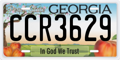 GA license plate CCR3629