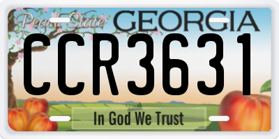 GA license plate CCR3631