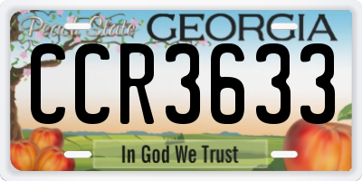 GA license plate CCR3633