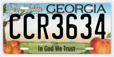 GA license plate CCR3634
