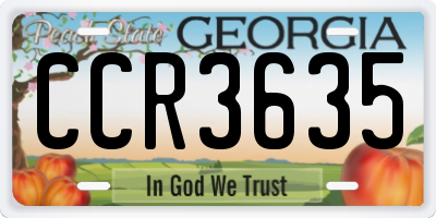 GA license plate CCR3635