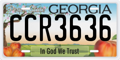 GA license plate CCR3636