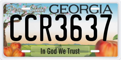 GA license plate CCR3637
