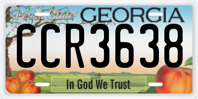 GA license plate CCR3638
