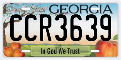 GA license plate CCR3639