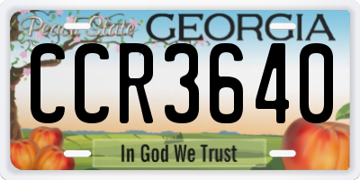 GA license plate CCR3640