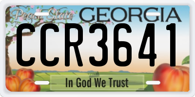 GA license plate CCR3641