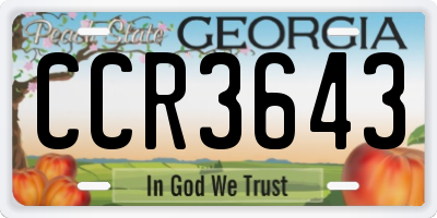 GA license plate CCR3643