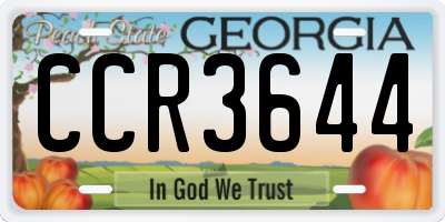 GA license plate CCR3644