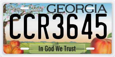 GA license plate CCR3645
