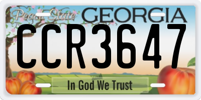 GA license plate CCR3647