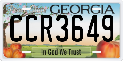 GA license plate CCR3649