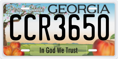 GA license plate CCR3650