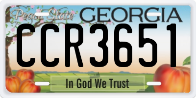 GA license plate CCR3651