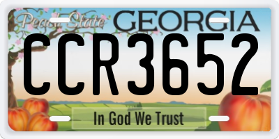 GA license plate CCR3652