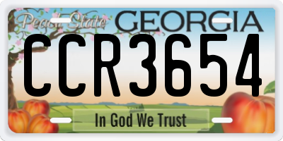 GA license plate CCR3654