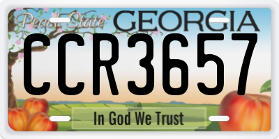 GA license plate CCR3657