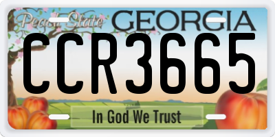 GA license plate CCR3665