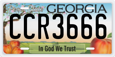 GA license plate CCR3666