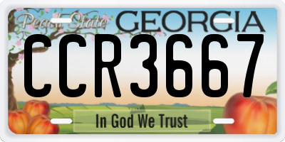 GA license plate CCR3667