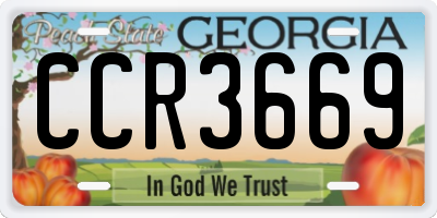 GA license plate CCR3669