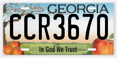 GA license plate CCR3670