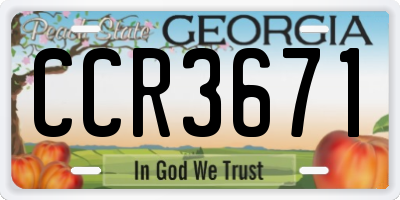 GA license plate CCR3671