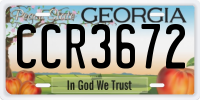GA license plate CCR3672