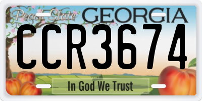 GA license plate CCR3674