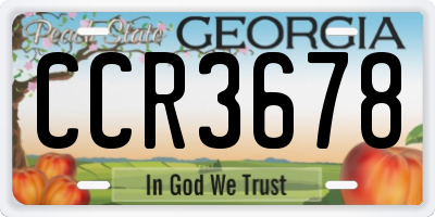 GA license plate CCR3678