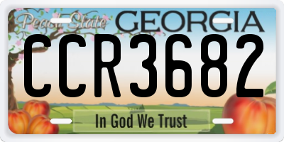 GA license plate CCR3682