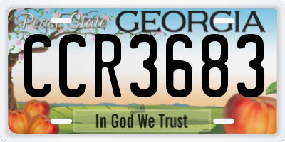 GA license plate CCR3683